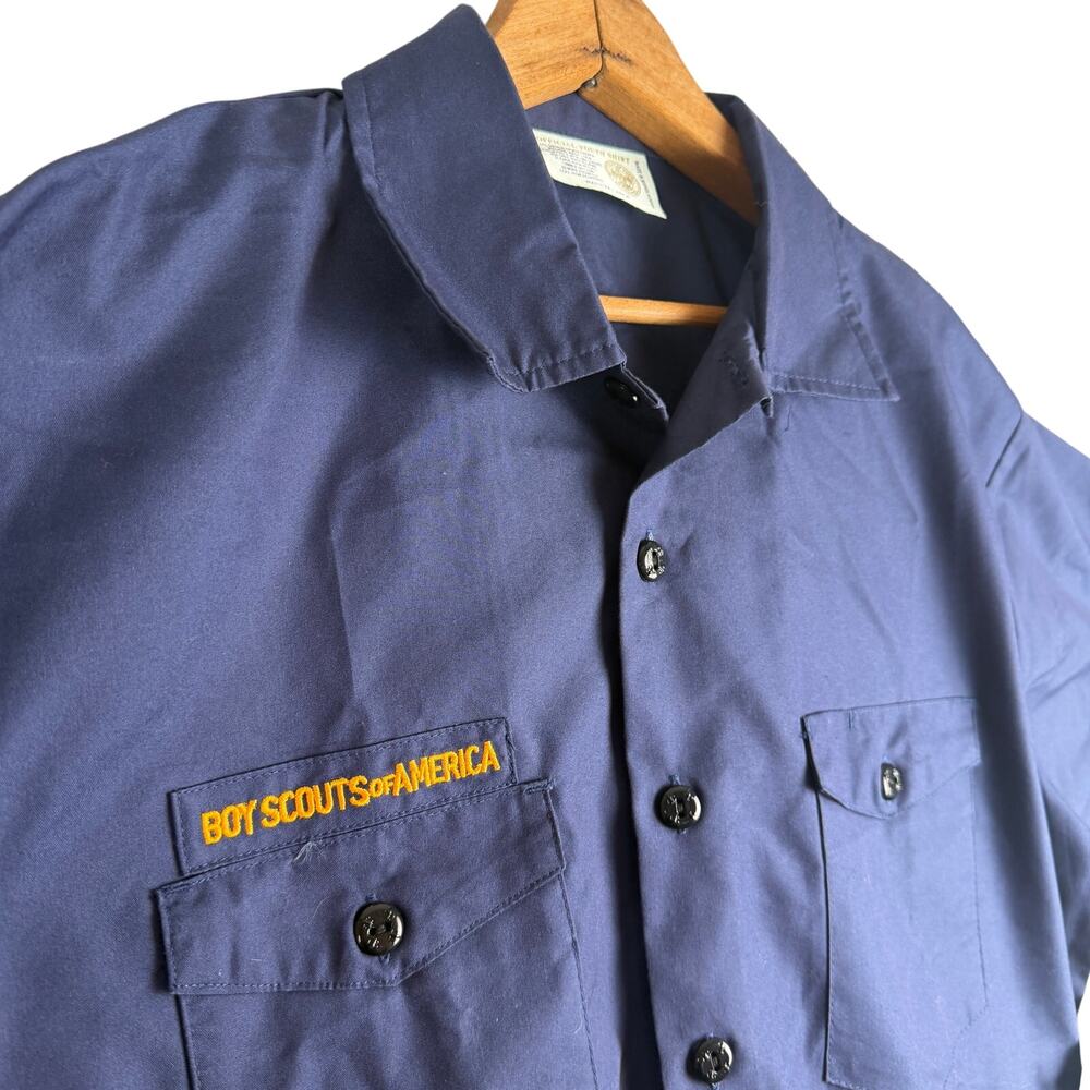 Boy Scouts Of America Shirt Boys Youth 2X Blue Button Up Uniform USA Outdoor